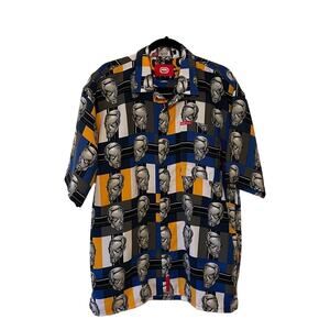 Rare Y2K Ecko Unlimited L buttons down t-shirt short sleeve Silver Surfer blue